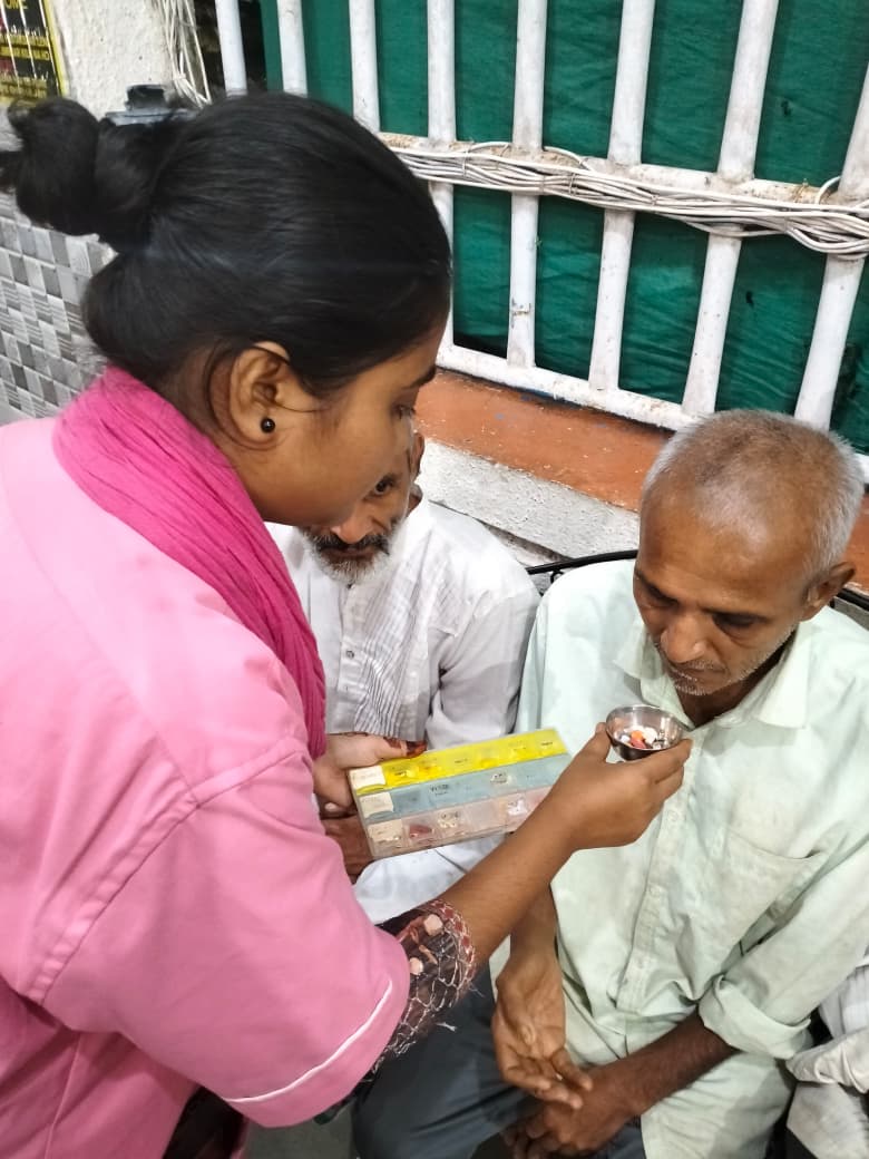 Daily medication round for senior citizen
